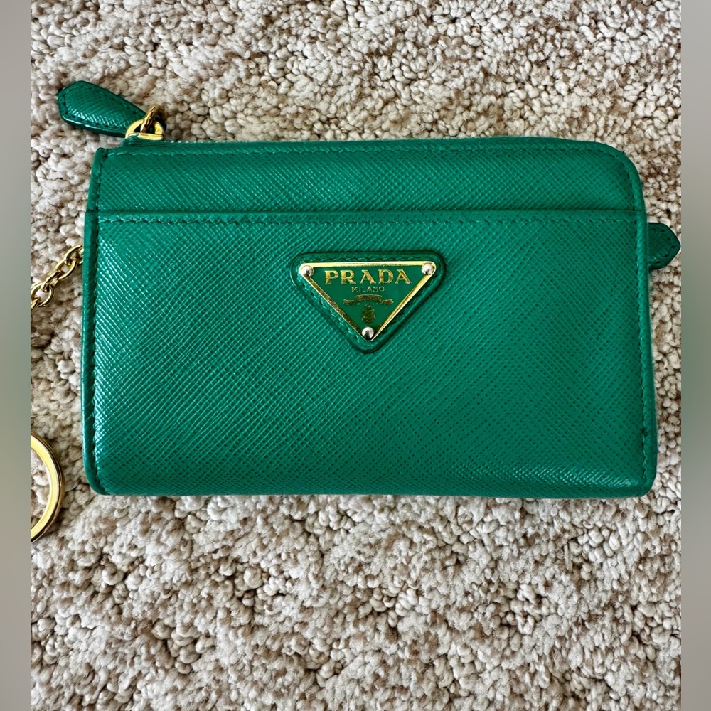 PRADA SAFFIANO LEATHER KEYCHAIN IN MANGO - Picture 2 of 8